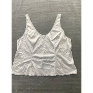 Vintage Vasserette Tank Top Camisole Womens 2XL White Lace Trim Lingerie 80s